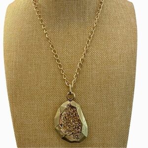 Bebe Faceted Gold Pendant Necklace 22"